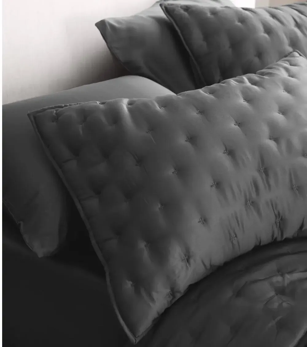 QUINCE Bamboo Dream Quilted Sham Set KING in Charcoal